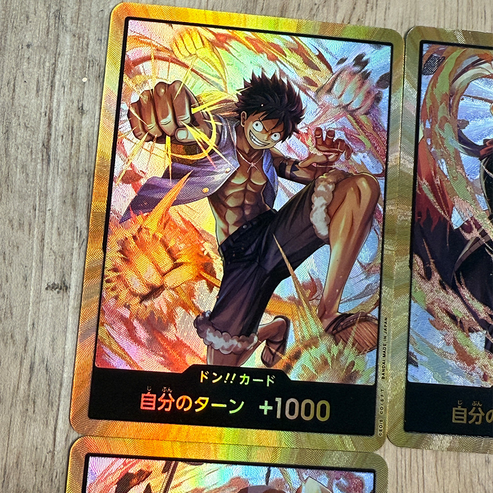 3Pcs/set Anime OPCG Collection Card Gold Don Card Luffy Ace Sabo Japanese Foil Refractive Color