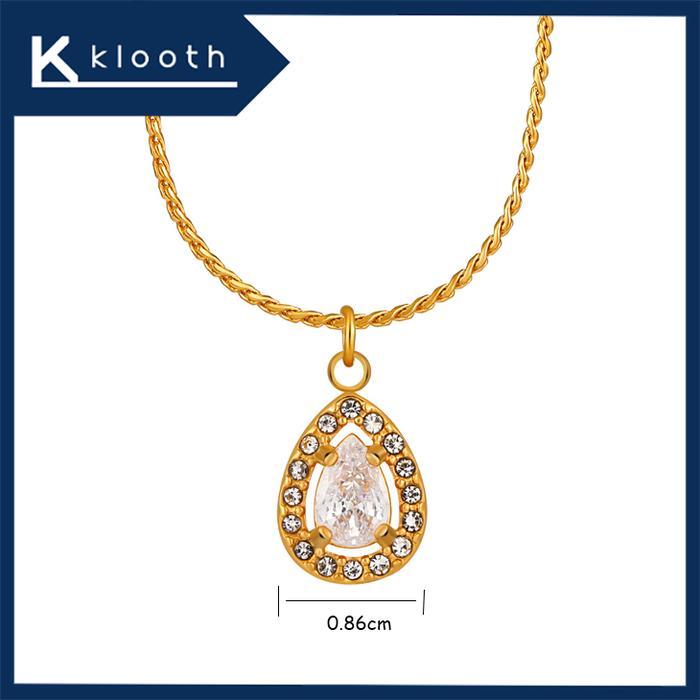 Kalung Wanita Titanium Liontin Batu Permata Tetes Air Mata Putih