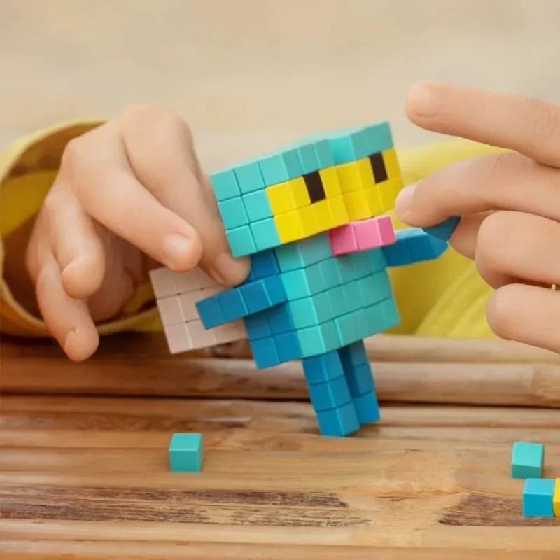 80-240pcs/set Pixel Building Blocks Designer Rainbow Cube Colorful Connection Block DIY Model
