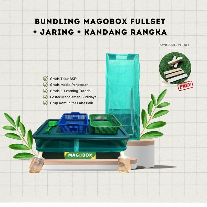 MagoBox Bundling Magbox Fullset & Kandang BSF Rangka Paket Lengkap Budidaya dengan Trap Maggot,