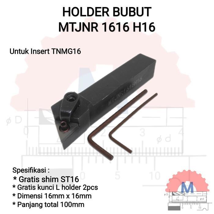 Ada Stok MTJNR 1616 16 lathe holder stang pahat bubut MTJNR1616 H16