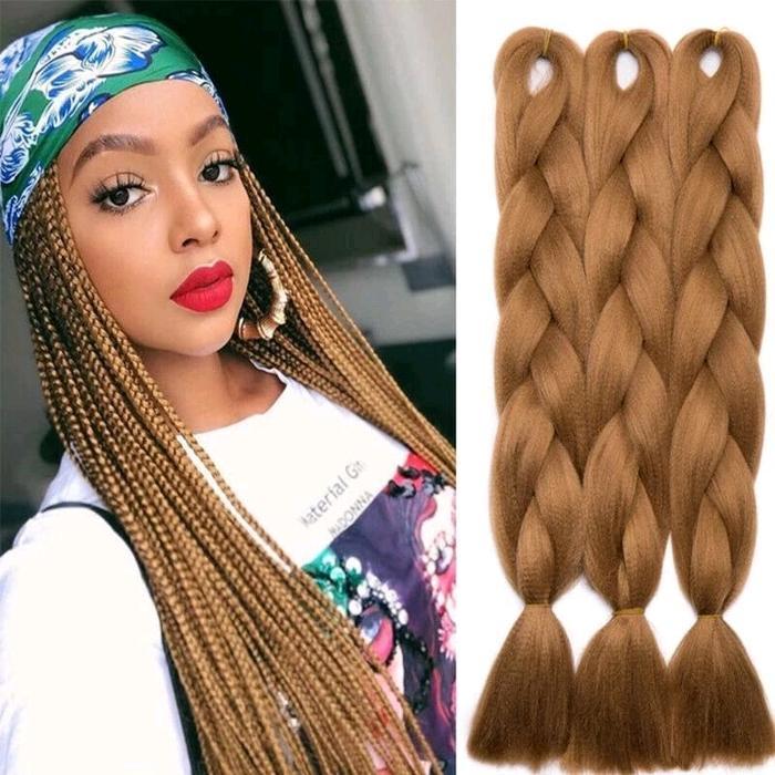rambit sambung aintetis coklat pirang,kepang jumbo,extension,boxbraids