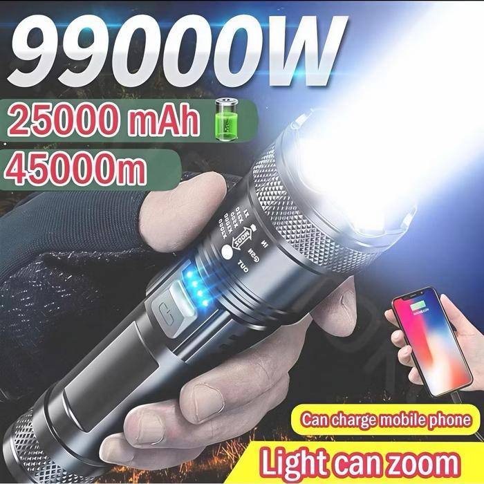 Premium Senter Super Light Led 1000 Lumens Zoom In Out Tactical Rechargeable Zoomable Dengan