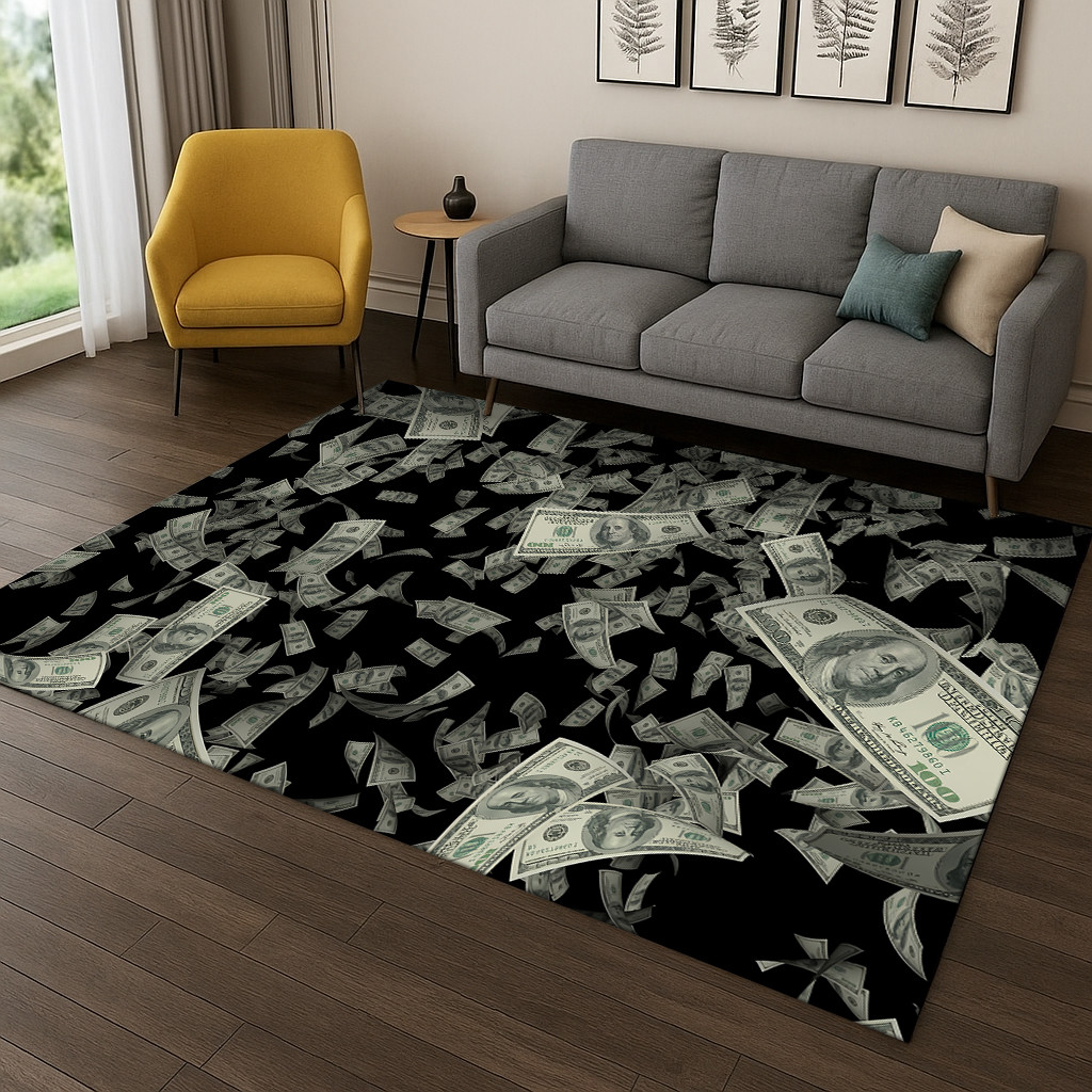 3D Dolar As Euro Pound Uang Ilusi Karpet Karpet untuk Ruang Tamu Sofa Rumah Kamar Tidur Dapur Keset 
