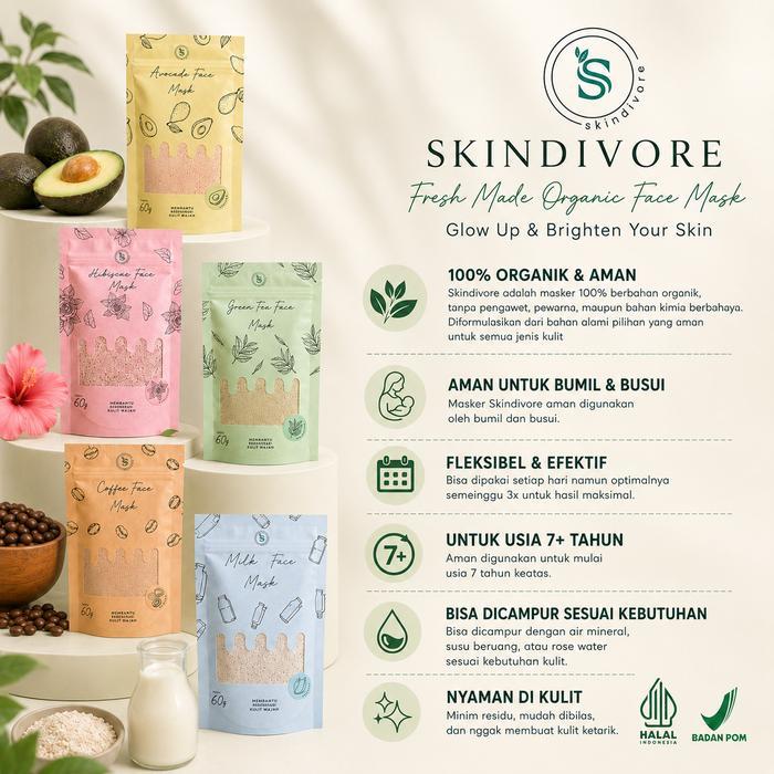 [KHUSUS LIVE] Masker Organik Skindivore Fullsize 60gr BPOM
