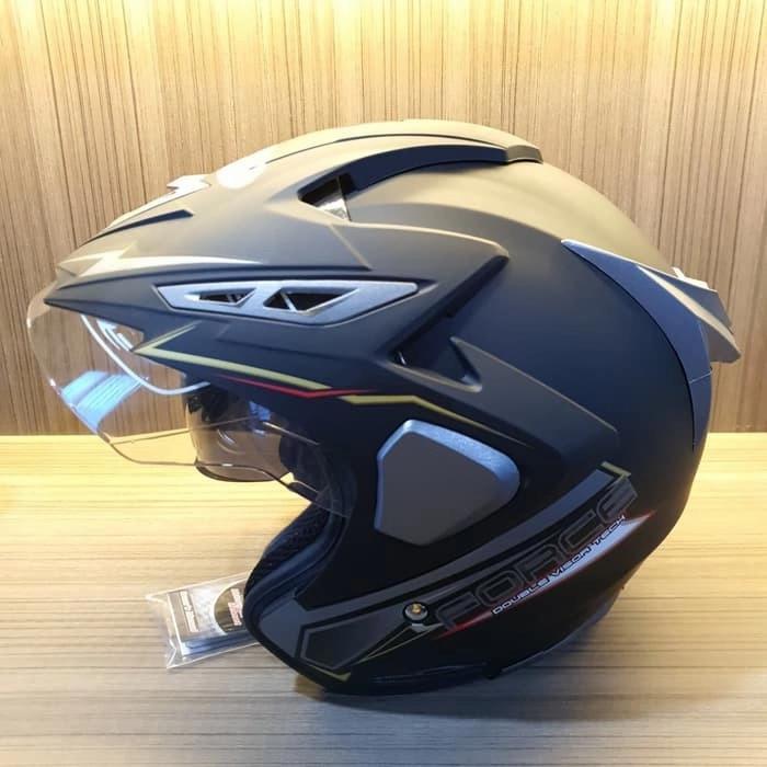 Helm Force Hitam Doff Sni Double Visor M L Xl