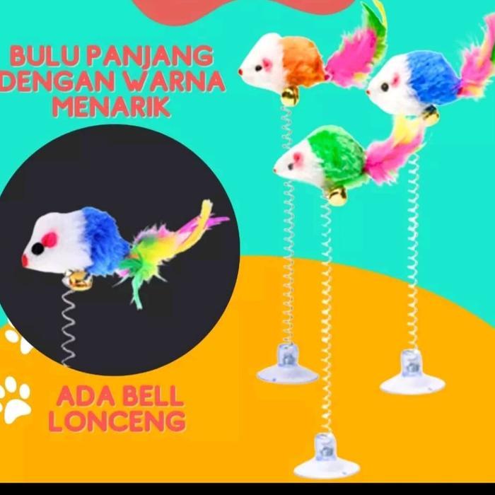 Spring Lonceng Tikus - Mainan Kucing Tikus Per