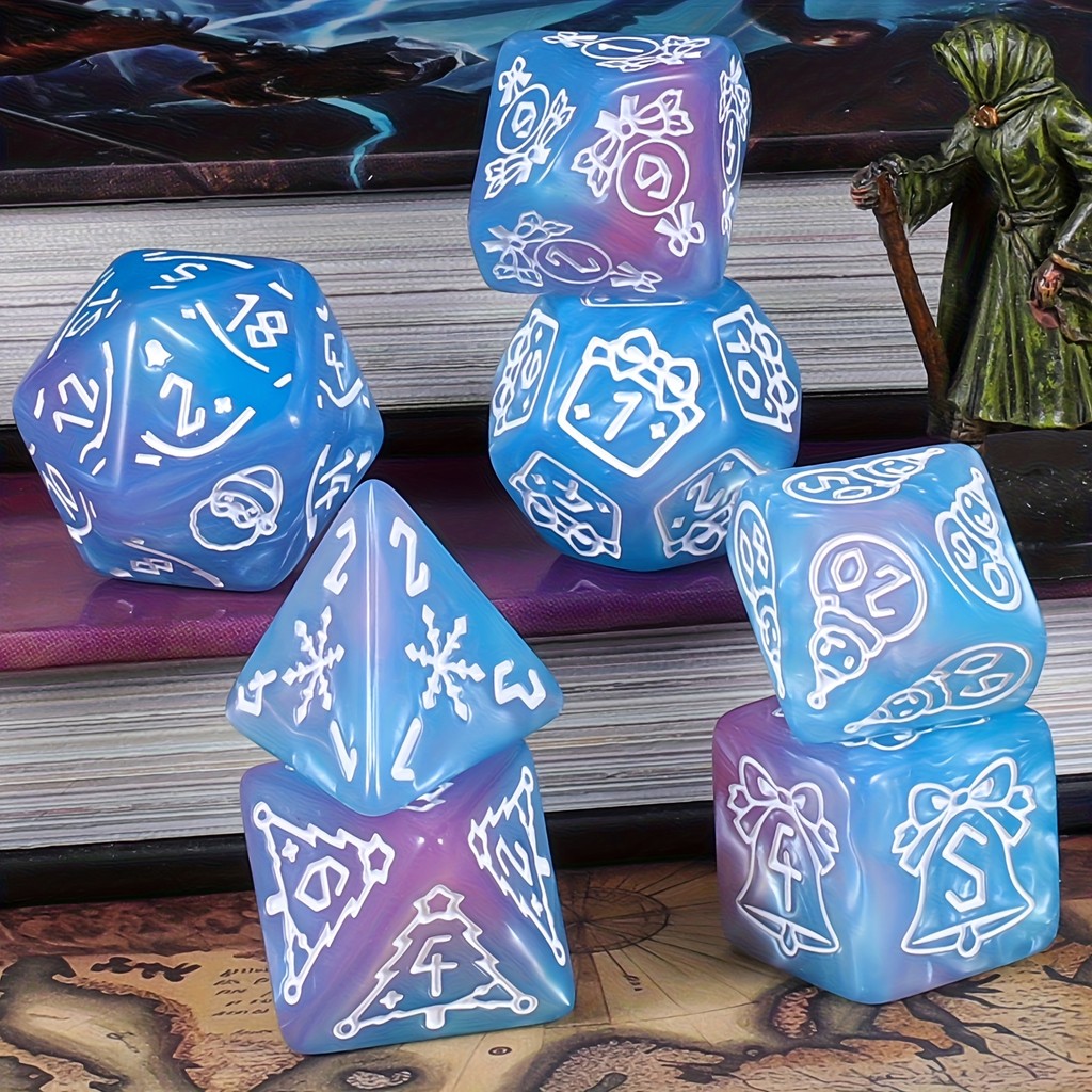 DND Dice Set 7pc Christmas Polyhedral Dice for D&D RPG MTG Role Playing Table Party Games & DM &