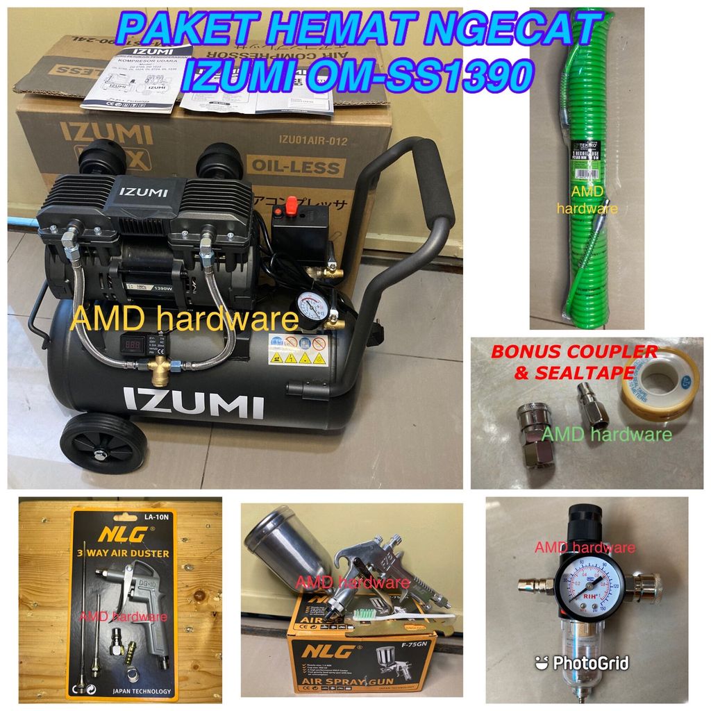 Izumi OM 1390SS-24 Mesin Kompresor Compressor Angin Oilless Super Speed SS1390 HS1390 24 Liter Artix