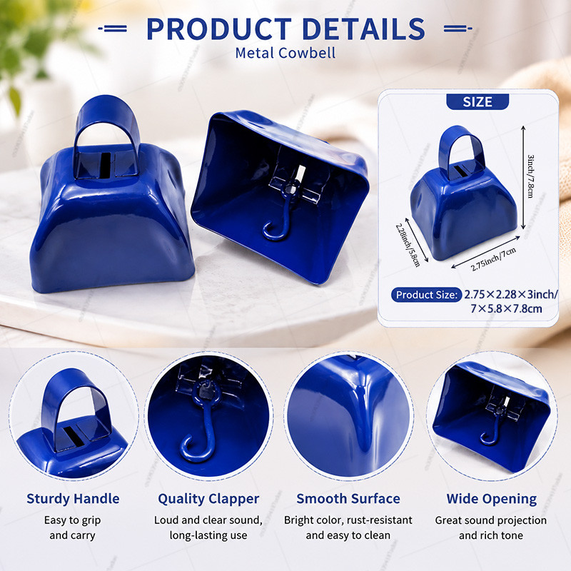 12100 Pcs Metal Cowbells for Sporting Event 3 Inch Small Noise Makers Cow Bell for Football Event