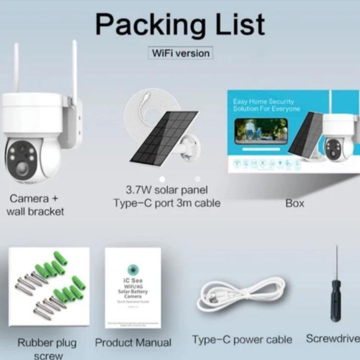 CCTV IP Camera Outdoor WIFI Solar Panel Surya Tenaga Matahari 8MP ICSe