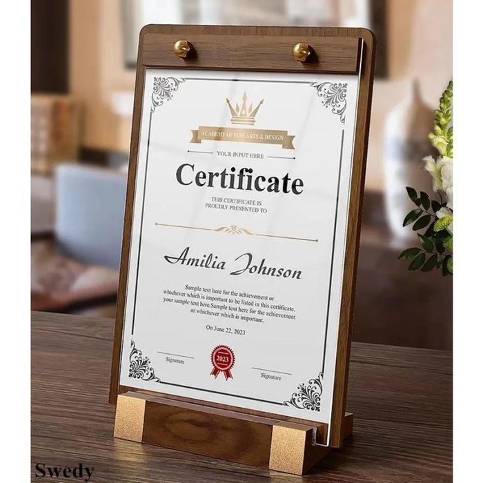 Stand Menu Menu Kayu Wood Sign Holder Stand Kalender Menu Holder Tempat Menu Berdiri