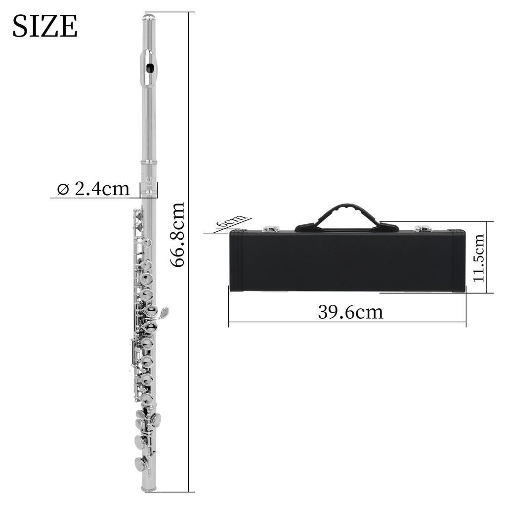 SLADE Flute C Key 16 Closed Holes Cupronickel Concert Transversal Flute Flute Woodwind Instrument