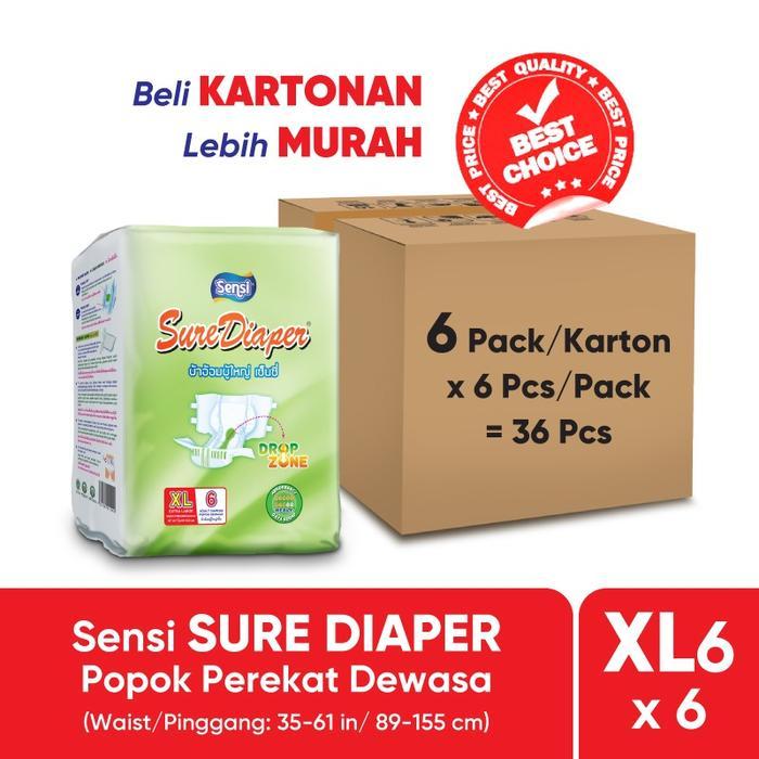 Home Shop - Paket 6 Sure Diaper Xl6X6 - Popok Perekat Dewasa Terbaru 