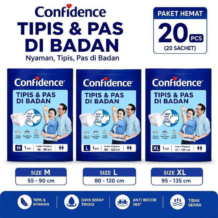 Home Shop - Confidence Popok Dewasa Pants Tipis Pas Badan Paket 20 Pcs Size M L Xl Anti Bocor Nyaman