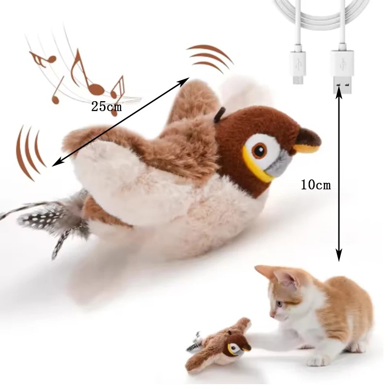 Interactive Cat Toys Interactive Toys Dog Rechargeable Chirping Flapping Birdno Flying Touch
