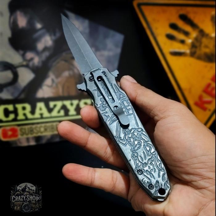 Pisau Lipat Survival Embossed Spartan / Survival Kit / Pisau Survival