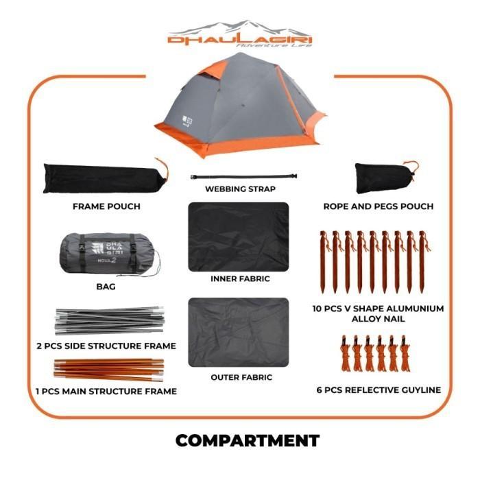 Tenda Camping Dhaulagiri 2 Tent 2 Orang Alloy IncludeFooprint - Gudang Irama