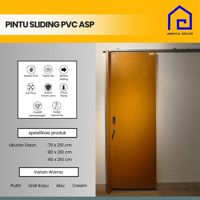 Pintu Pvc Sliding Set Kamar Tidur / Kamar Mandi Ukuran 100 X 220 Cm, Link Ukuran Custom , Warna