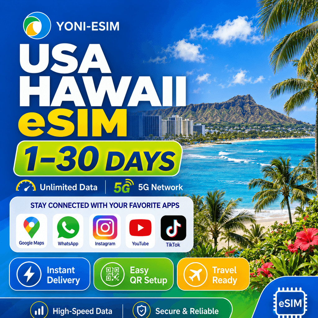 Hawaii Amerika Serikat eSIM Pro | 30 Hari | Paket Data Travel 5G | Pengiriman Email Instan