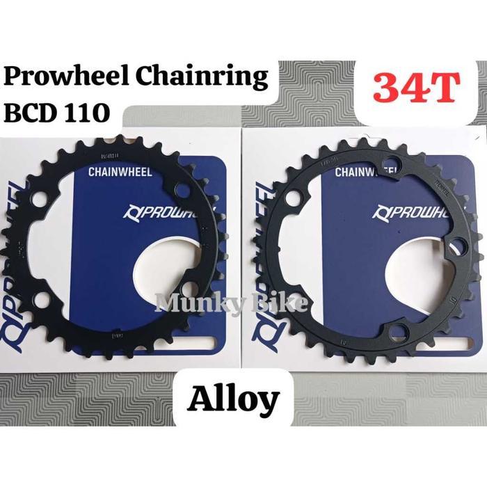 Promo Prowheel Chainring Double Triple 110 BCD 34T 50T Non Narrow Wide Chain ring 110BCD Alloy