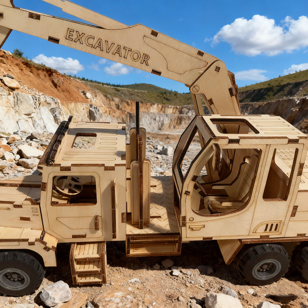 Wooden DIY Excavator Creative 3D Puzzle Perfect as a festive gift or home decoration Suitable for