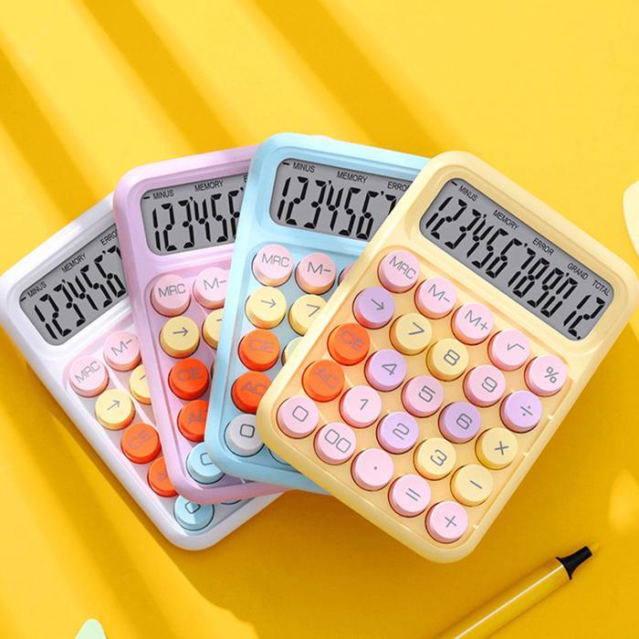 AKUSA Calculator Kalkulator Aesthetic 12 Digits Warna Lucu Kalkulator Kantor Sekolah Calculator
