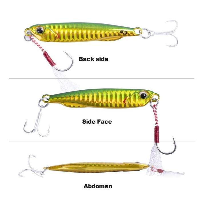Umpan Buatan Payet Logam Lempar Pancing Laut Tenggelam Sendok Jigging 40/60G Umpan Bass Jigging Cor