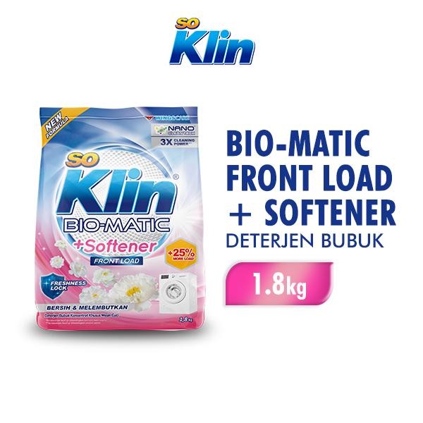 Soklin BioMatic Detergen Bubuk Softener Bukaan Depan 1.8kg