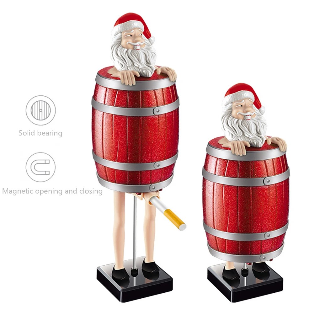 BEST PRICE Santa Claus Cigarettes Dispenser Creative Wooden Barrel Cigarettes Storage Case Automatic