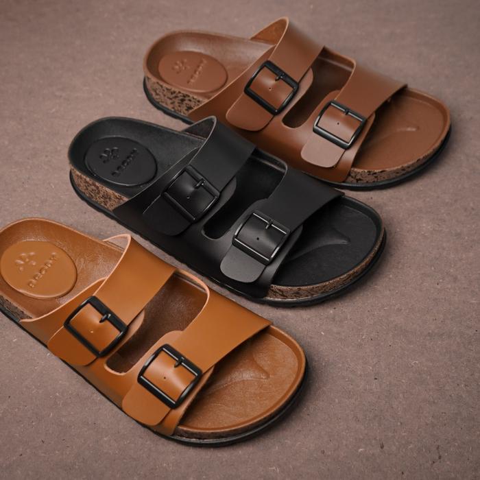 Brody Bravo Sandal Pria Casual Sandal Slop Puyuh Kekinian Model Birken Ban Dua Karet
