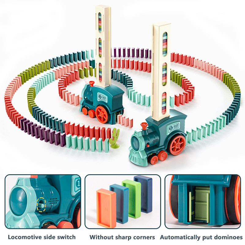 Domino Train Domino Block Set Automatic Lay Block Toy Domino Train Car Set Stacking Game Fun and Col