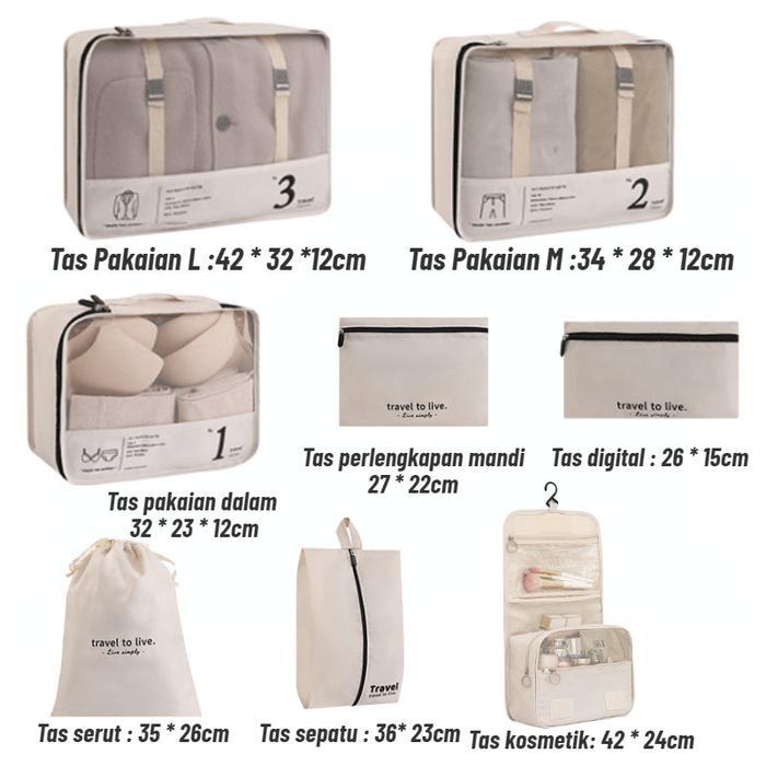 Tas Tempat Penyimpanan Baju Koper/ Travel Bag Set Jaring / Jala Storage Tas Penyimpanan/ Travel