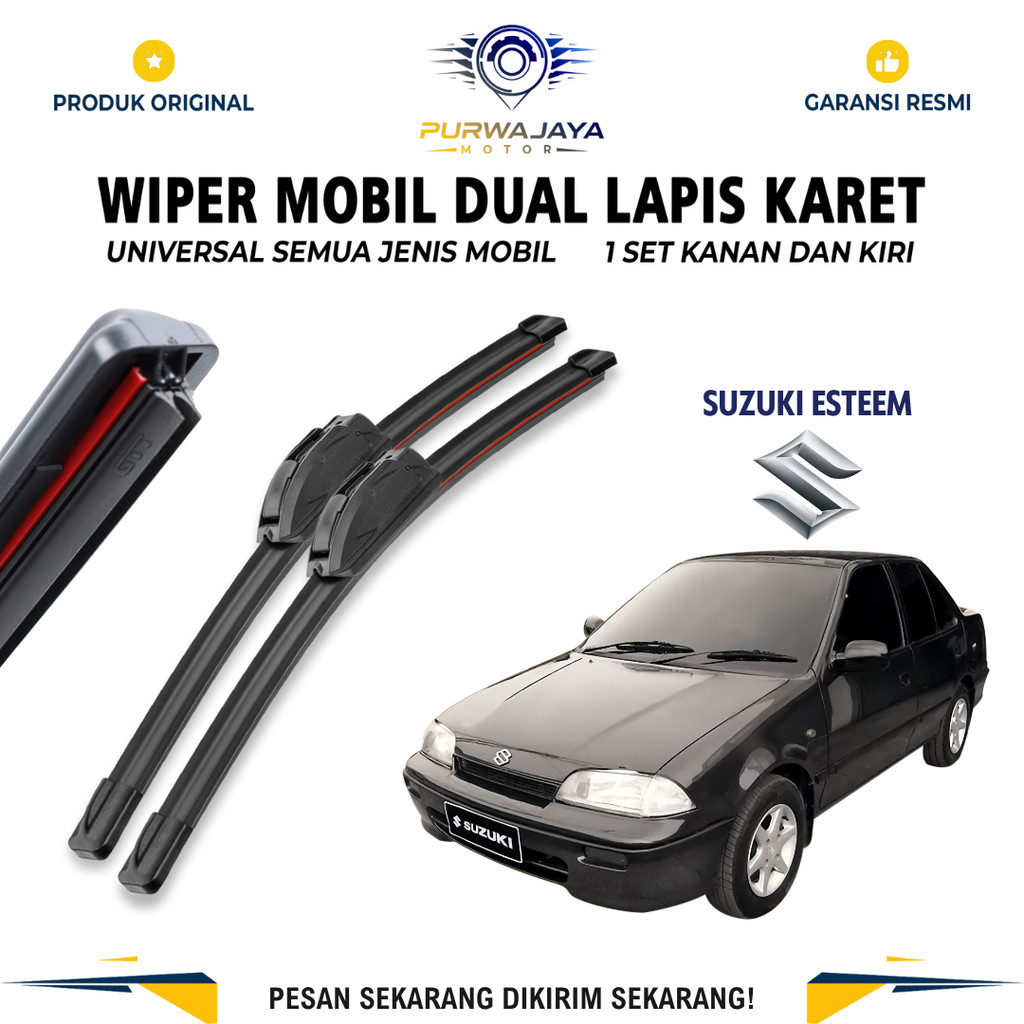 Wiper Blade Suzuki Esteem Double Karet Pembersih Kaca Depan Mobil 1 Set Kiri dan Kanan