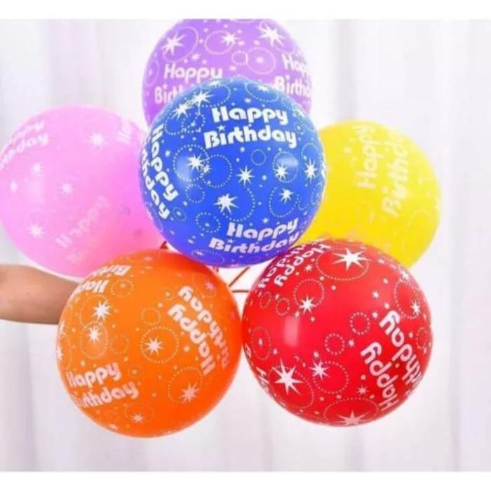 100 Pcs Balon Happy Birtday / Balon Ulang Tahun Anak Warna Warni Mix