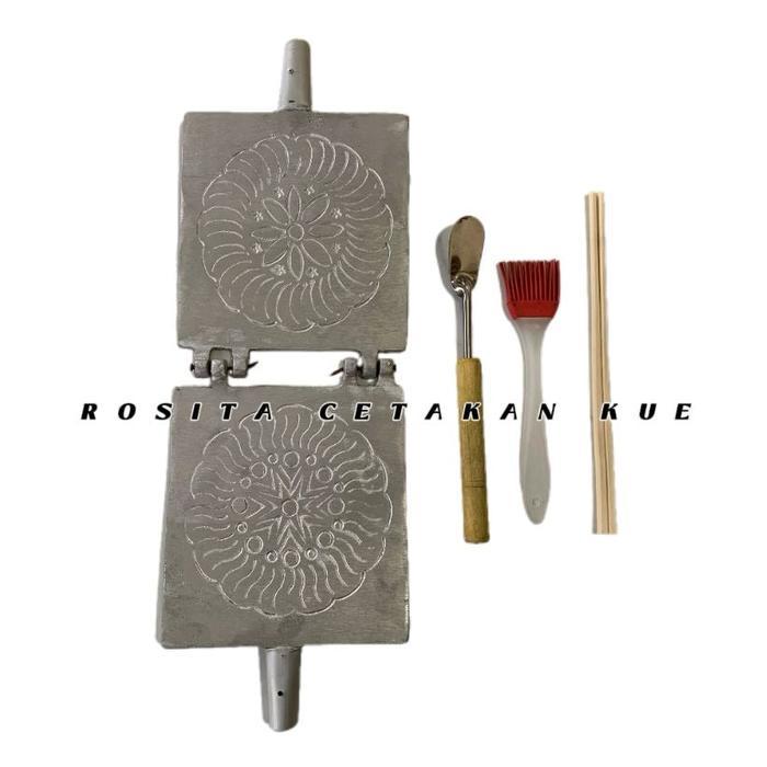 Rosita Cetakan Kue Egg Roll/Semprong+ Penggulung Egg Roll/Supit Motif Bunga