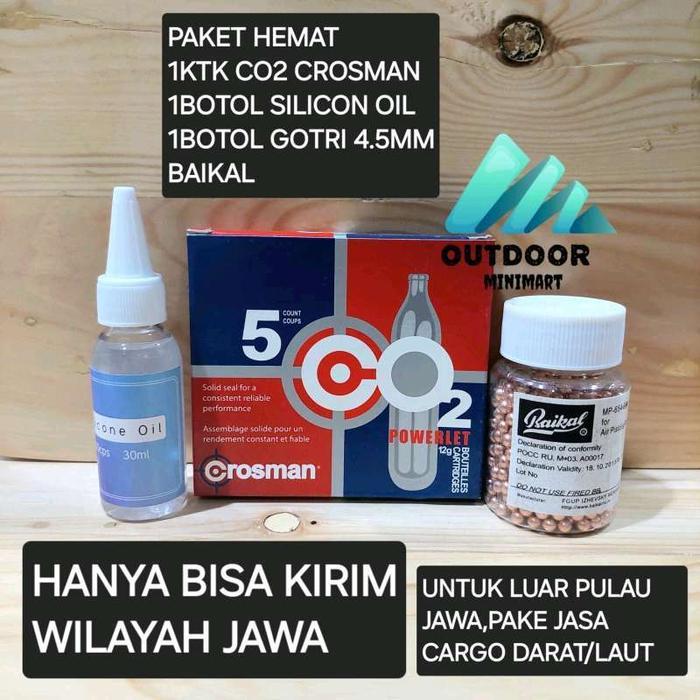 Paket Hemat Co2 Crosman + Gotri 4.5 Baikal + Silicon Oil Terlaris