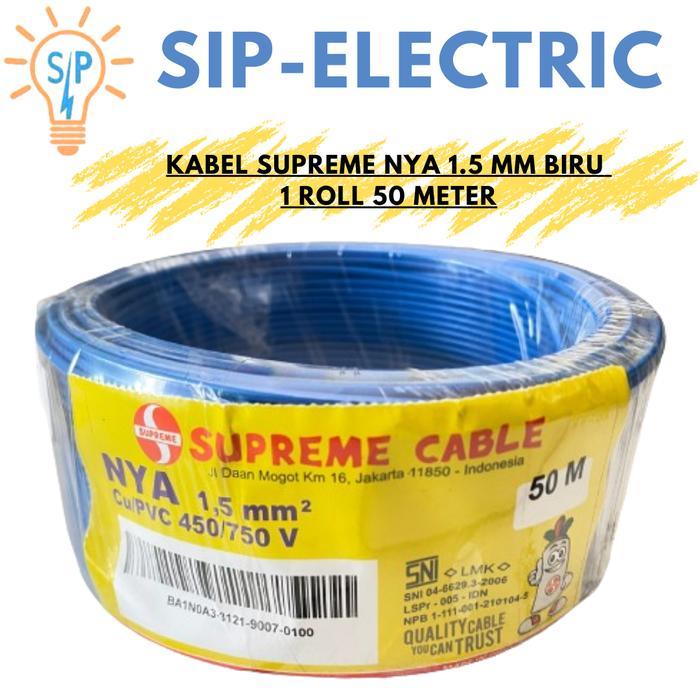 Kabel Supreme Nya 1.5 Mm Biru (1 Roll 50 Meter) / Supreme Nya 1,5 Mm