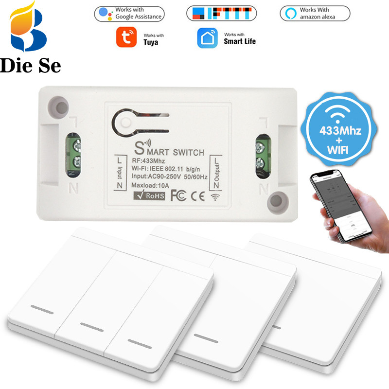 Tuya Wifi Switch Smart Light Switch Remote Push Button Switch RF