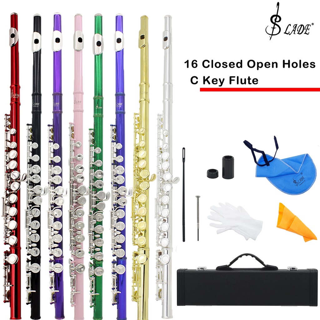 SLADE Flute 16 Closed Open Holes C Key Flute Professional Transverse Flute With Parts Woodwinds