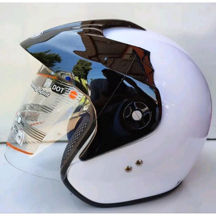 MOXER HELM HALF FACE INK CLASSIC CX-390 SNI - HELM BATMAN MALANGAN _ INK KLASIK PUTIH PRIA WANITA