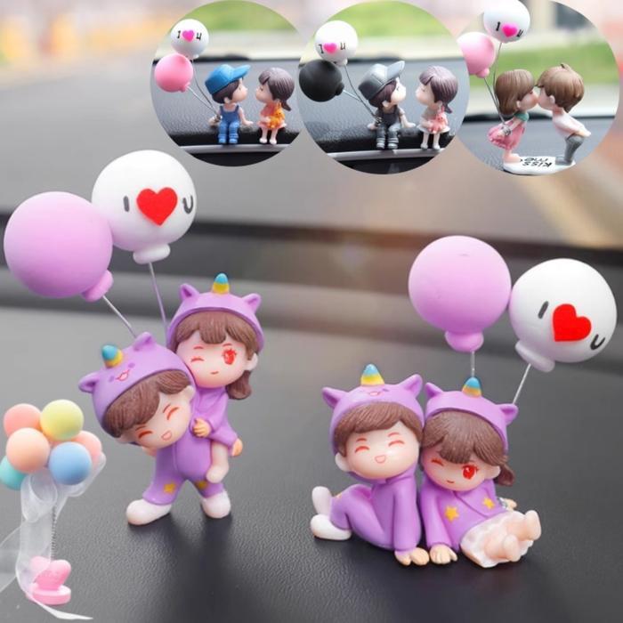 1 Set Dekorasi Mobil Dekorasi Couple Ungu Hiasan Dashboard Unik Ornamen Couple Love Dekorasi