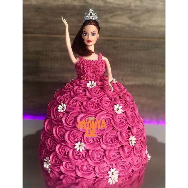 CCA49 Cake Topper Berbie Tusuk Buttercream Setengah Badan Dekor Ultah Fashion Boneka Cocok untuk
