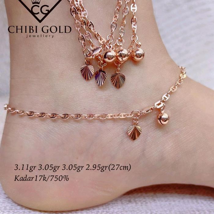 CHIBI GOLD Gelang kaki Herme kadar 750 chibi gold