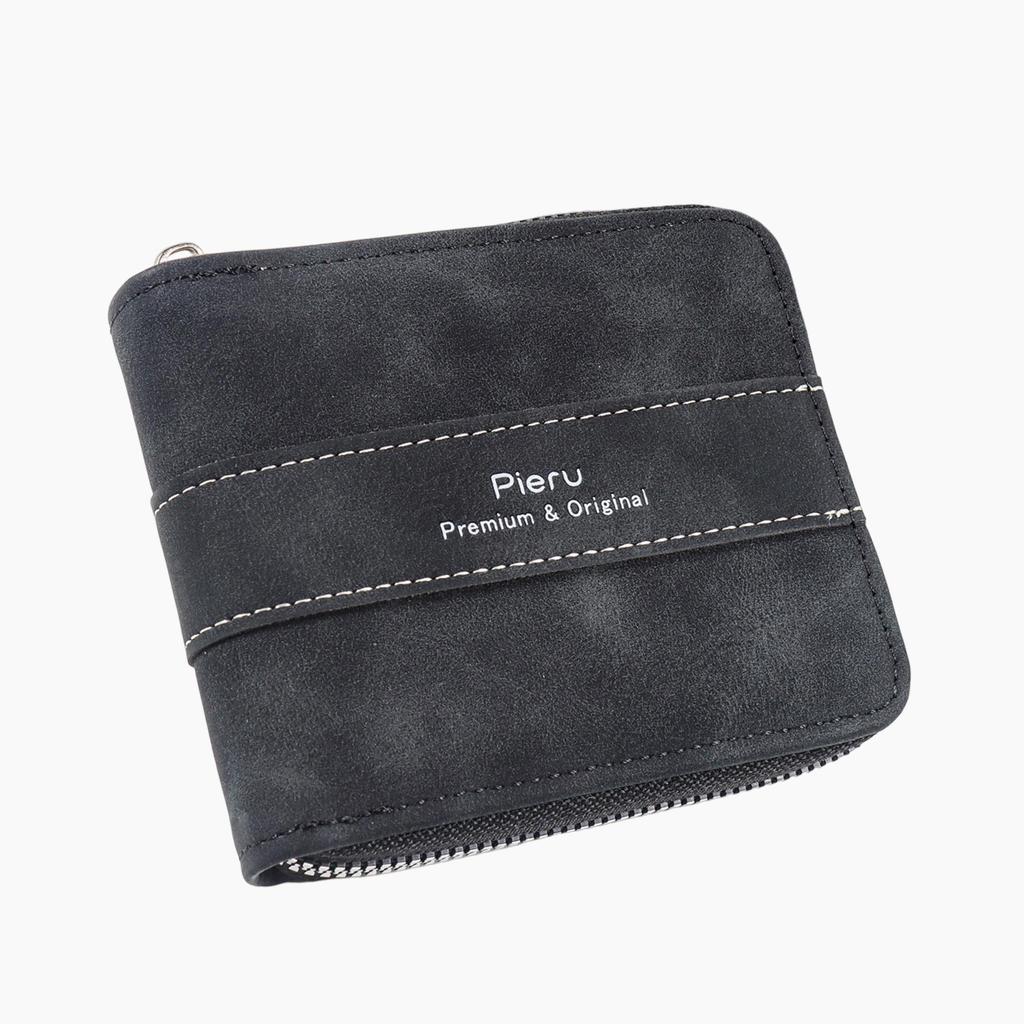 Dompet Pria Kulit Resleting Minimalis - Dompet Cowok Slim Elegan Premium - BRONE