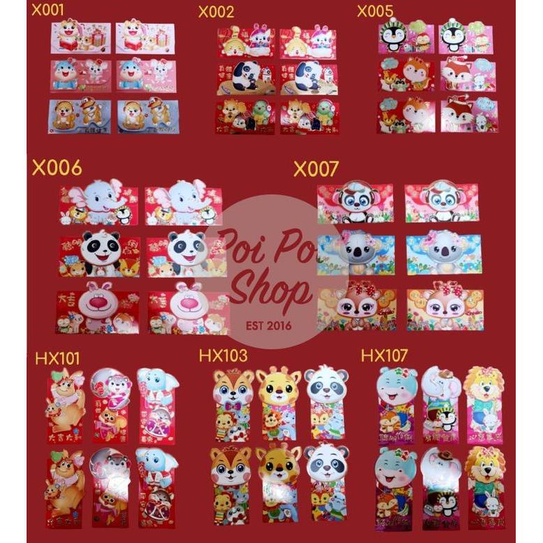 Kualitas terbaik] ANGPAO IMLEK SHIO KELINCI 2023 KARTUN ANIMAL 3D DOMPET ISI 6 ANGPAU