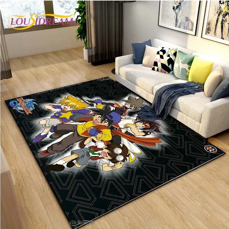 Beyblade Karpet Anime Kartun untuk Ruang Tamu Kamar Tidur Meja Kopi Karpet Area Yoga Keset Lantai Ta