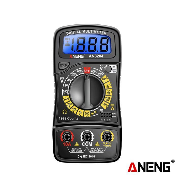 Aneng AN8204 Multitester Digital Voltage Tester hFE Triode LCD Backlight