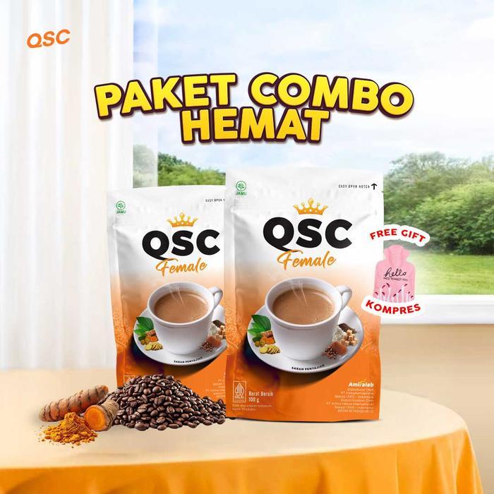 Bid Coffee - Paket Hemat Free Compress Bag 2 Pouch QSC Female Lancarkan SiklusWanita Halal&BPOM