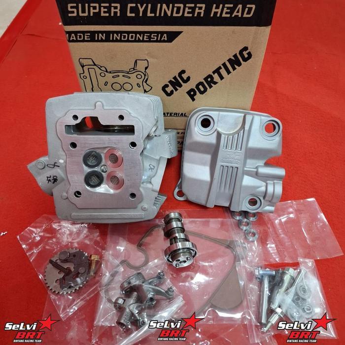 PAKET CYLINDER HEAD CRF 150 VERZA NEW MEGAPRO PORTING CNC 4 KLEP BRT KOP CRF4V 4KLEP 4 VALVE Motor -